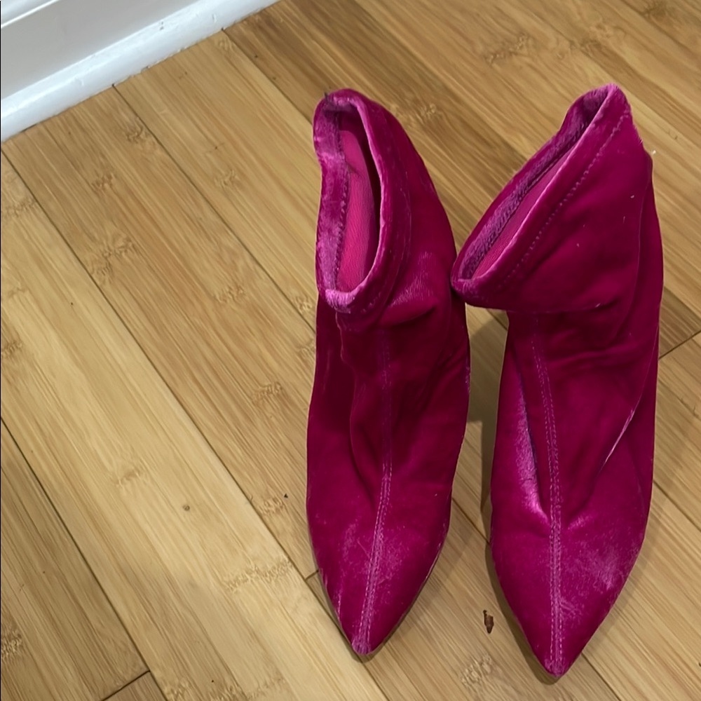 Jessica Simpson Pink Ankle Booties Velvet